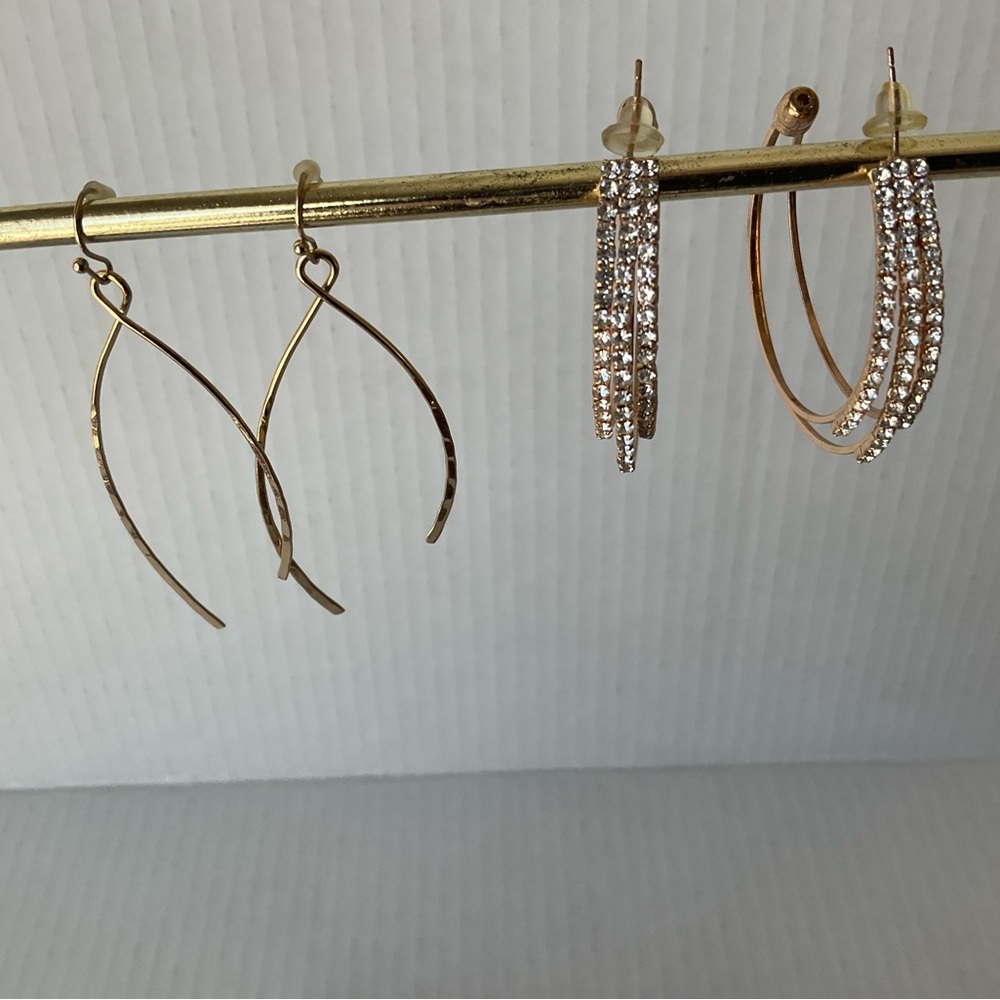 Elegant Gold and Silver Women's Earrings set of 3